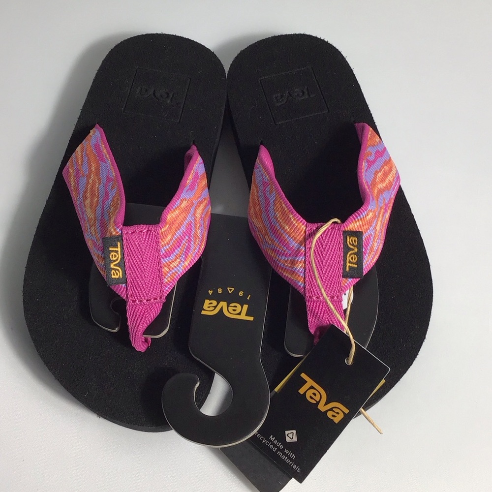 Teva Girl's Pink and Black Water Sandals Flip Flops